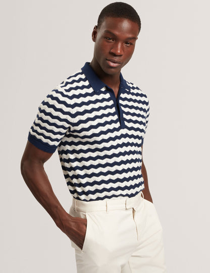 Ted Baker Froobie Wavy Stripe Merino Wool Blend Polo