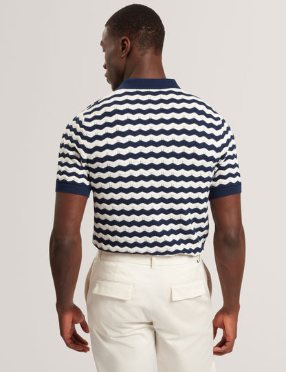 Ted Baker Froobie Wavy Stripe Merino Wool Blend Polo