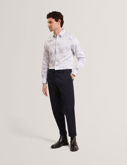 Ted Baker Cipher Floral Stripe Cotton Long Sleeve Shirt
