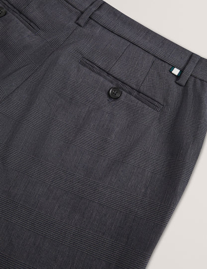 Ted Baker Ignatz Checked Linen Blend Regular Fit Trousers