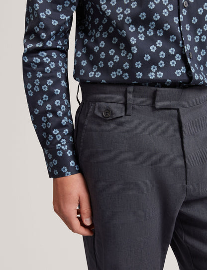 Ted Baker Ignatz Checked Linen Blend Regular Fit Trousers