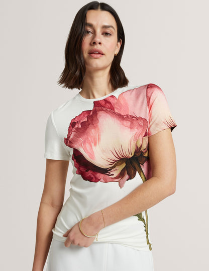 Ted Baker Obrey Floral Graphic Soft Touch Fitted Tshirt Women's