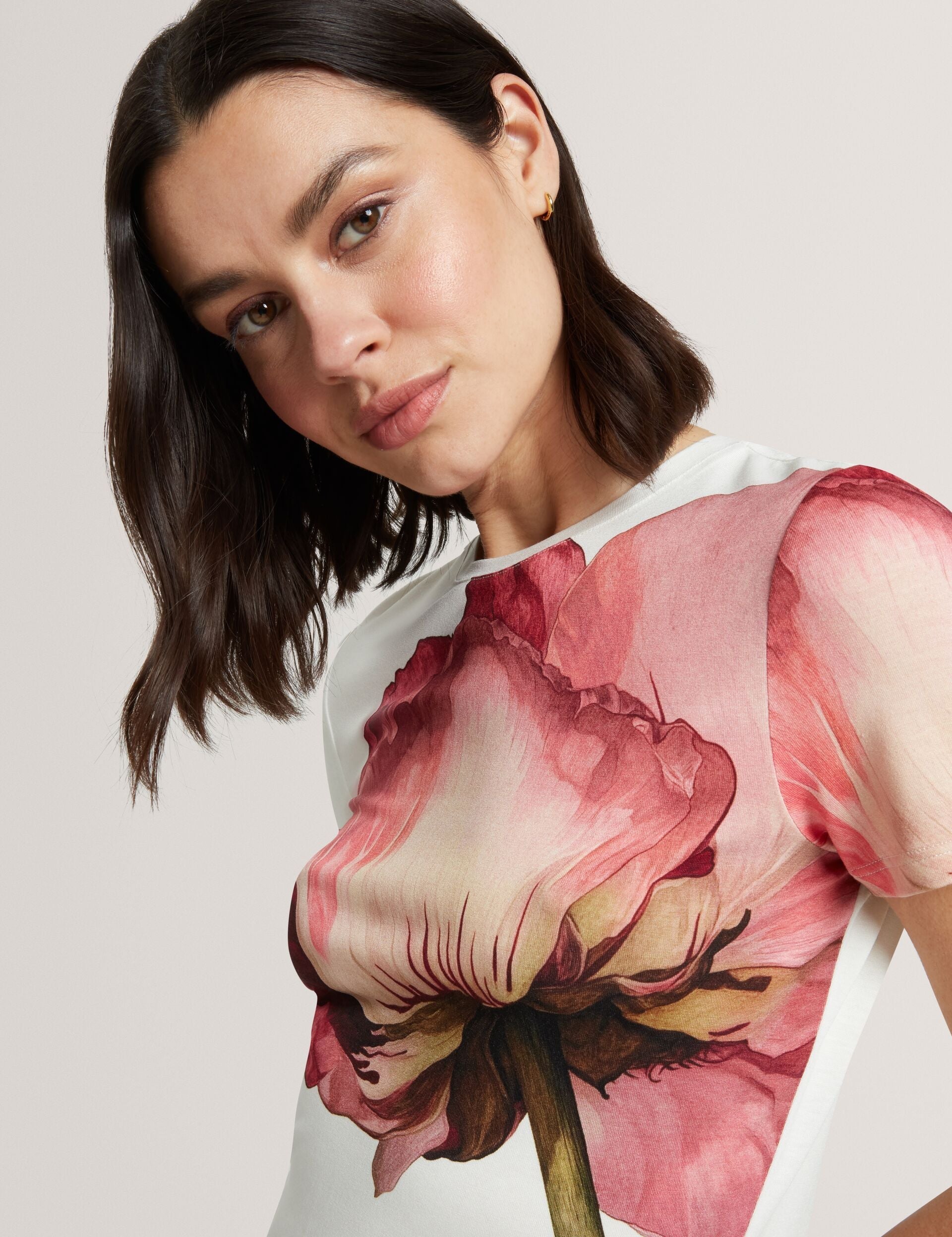 Ted Baker Obrey Floral Graphic Soft Touch Fitted Tshirt Women's