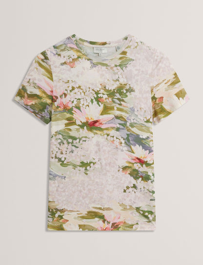 Ted Baker Polla Lilypad Print Fitted Jersey Tshirt Women's