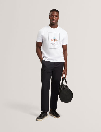 Ted Baker Lucu Goldfish Graphic Pure Cotton Tshirt