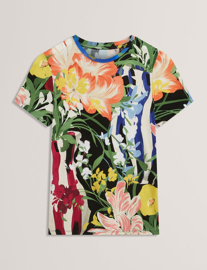 Ted Baker Calthie Floral Vase Fitted Crew Neck Tshirt Women's