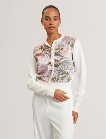 Ted Baker Sisilla Lilypad Print Woven Front Cardigan Women's