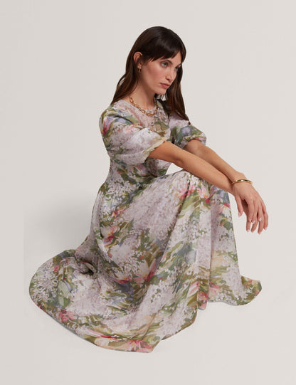 Ted Baker Jonora Lilypad Print Puff Sleeve Midi Dress Women's