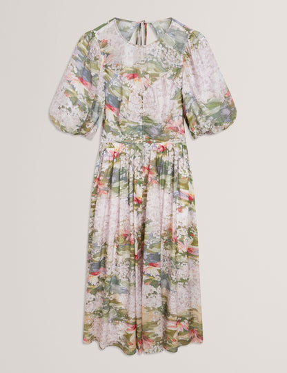 Ted Baker Jonora Lilypad Print Puff Sleeve Midi Dress Women's