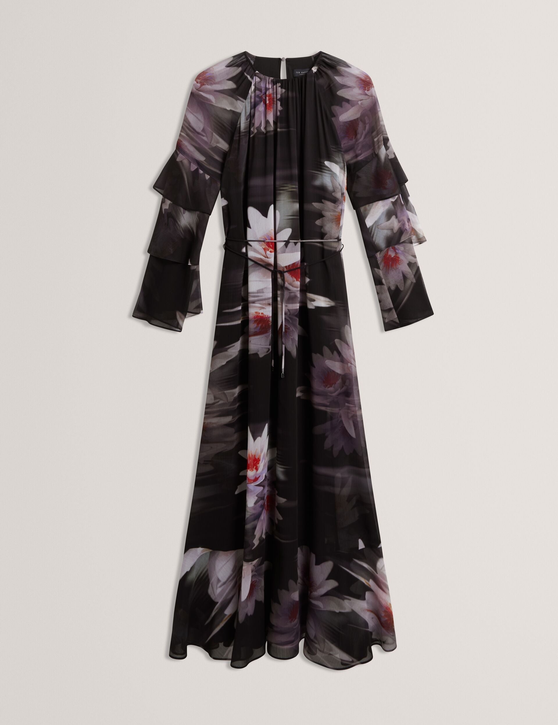 Ted Baker Moliia Lily Print Frilled Long Sleeve Maxi Dress Women's