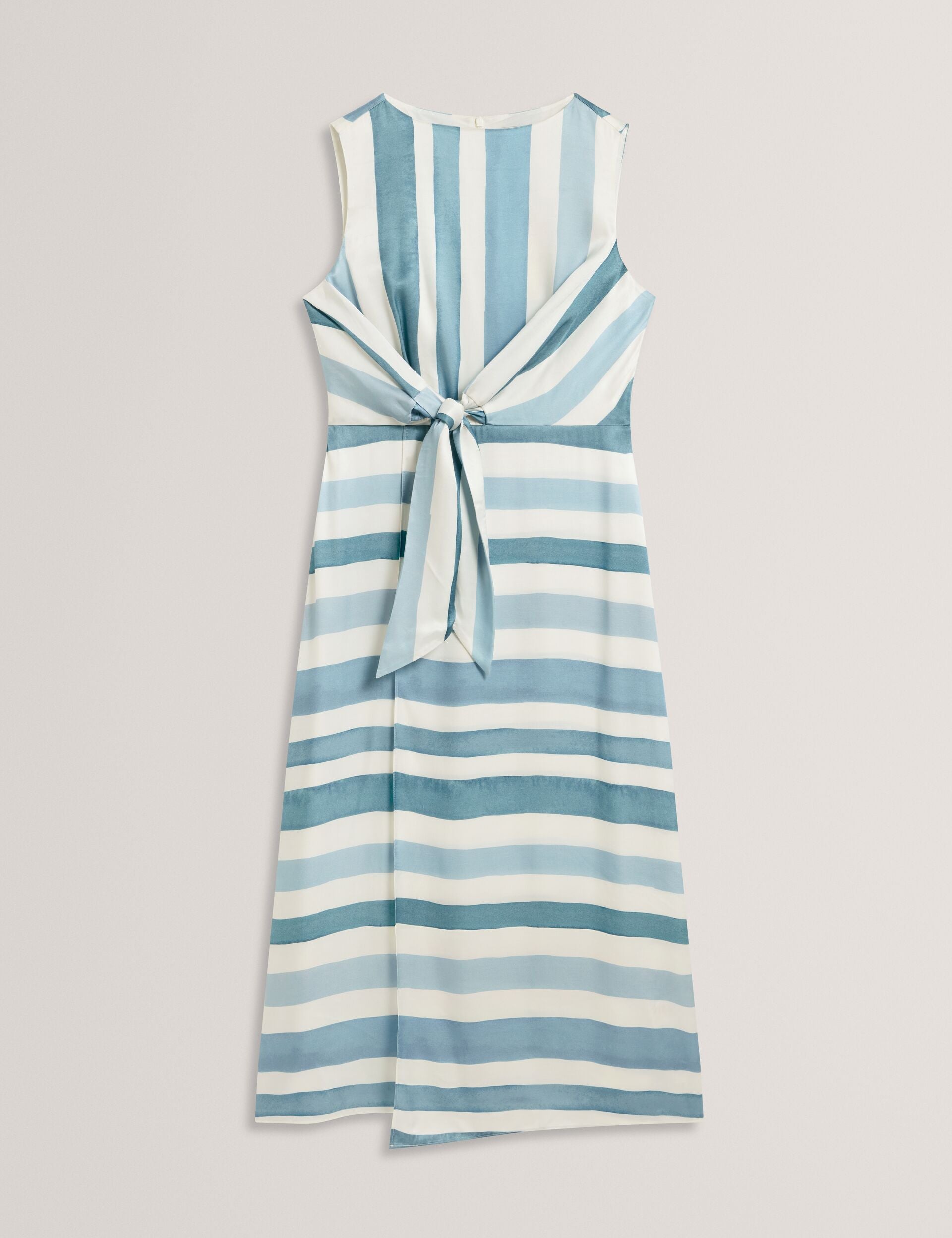 Ted Baker Kahya Blue Stripe Tie Front Sleeveless Midi Dress Women's