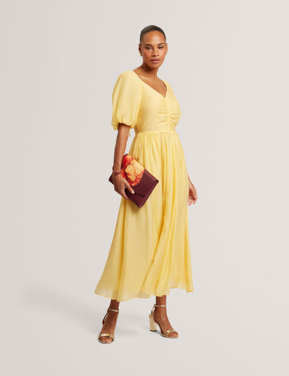 Ted Baker Orlaah Puff Sleeve Vneck Woven Midi Dress Women's