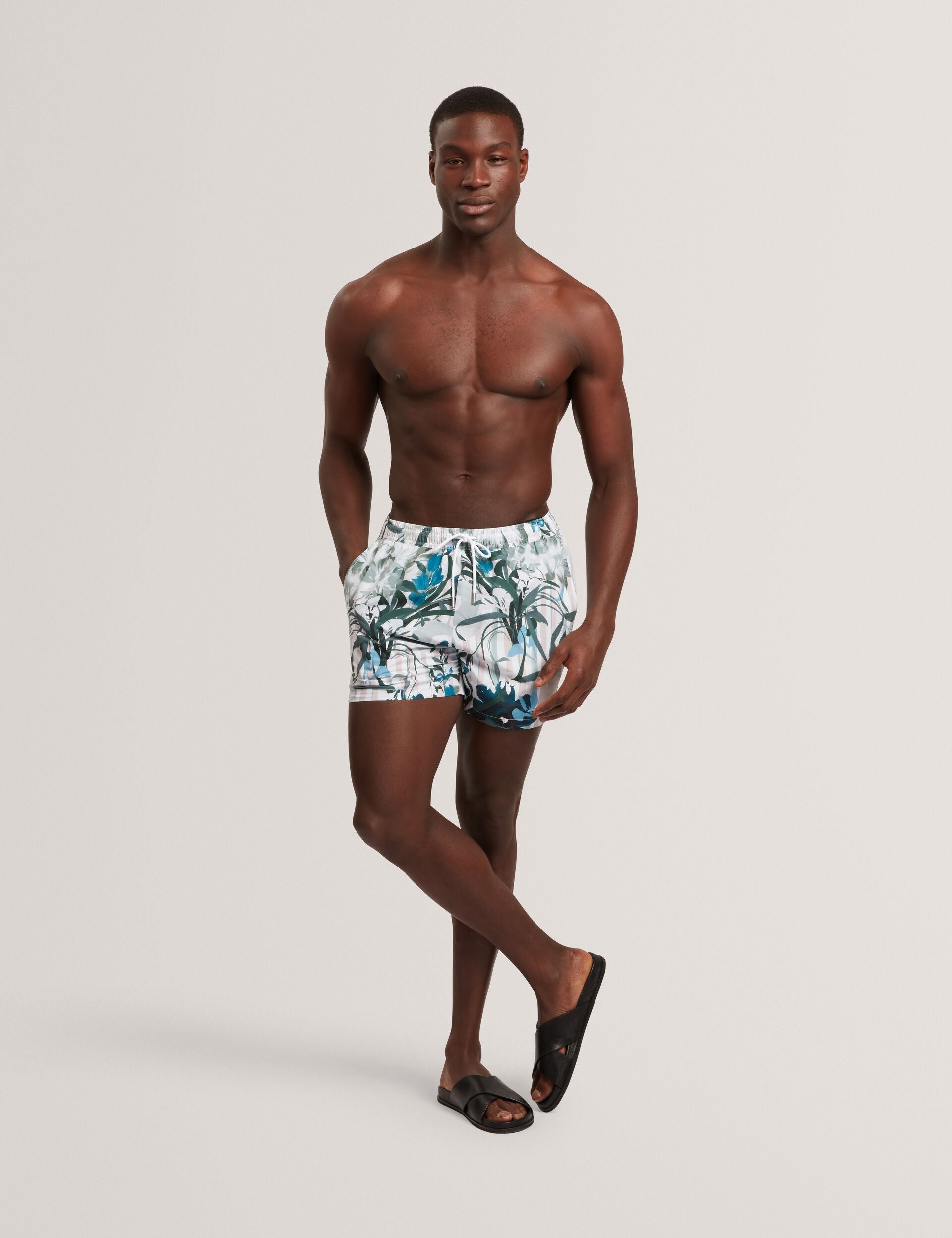 Ted Baker Palmdle Floral Stripe Elasticated Swim Shorts