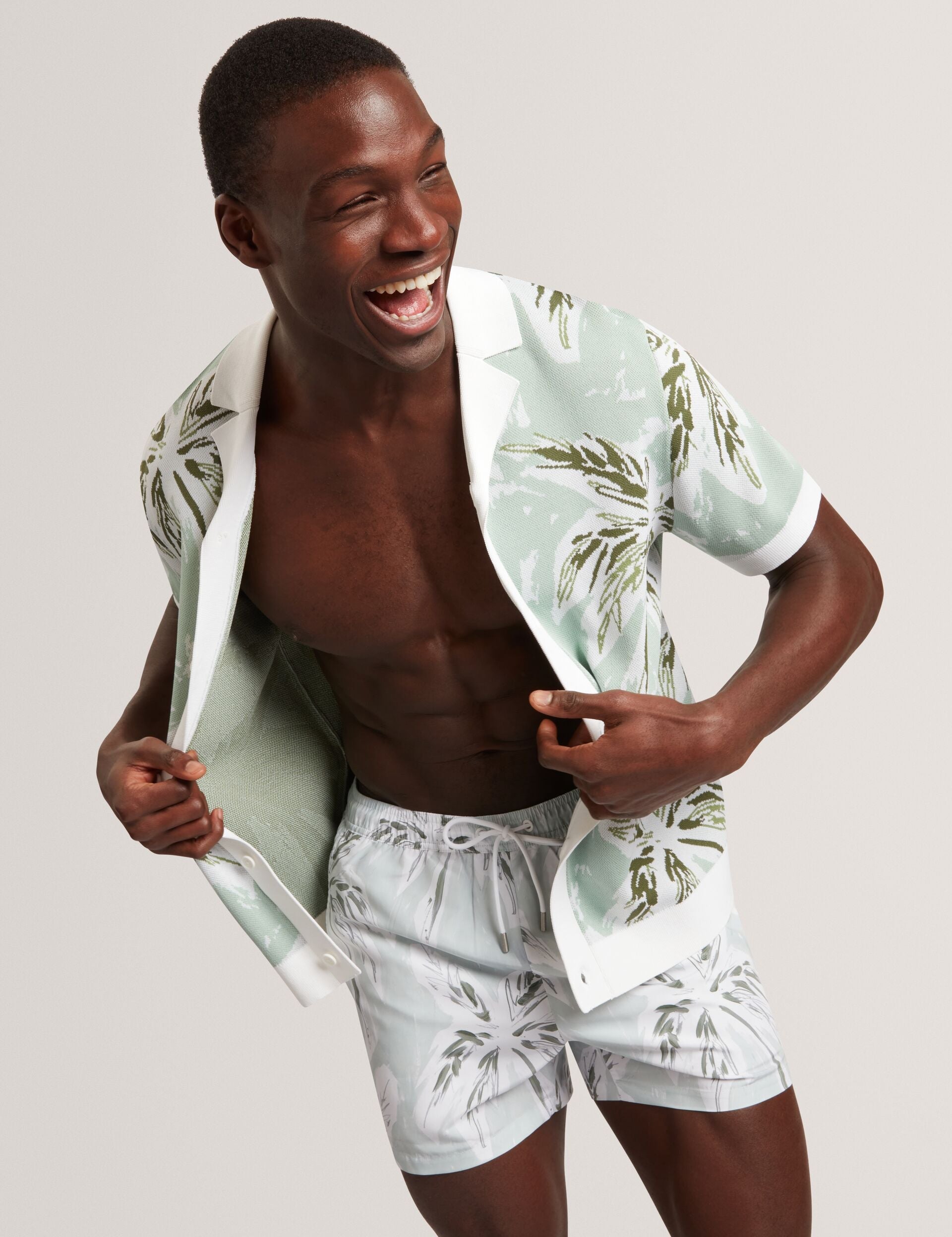 Ted Baker Verdes Palm Print Midlength Swim Shorts