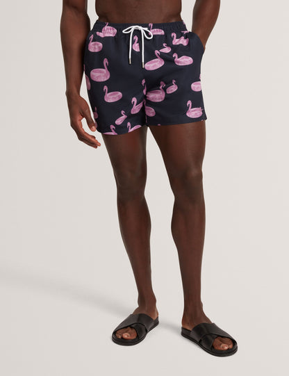 Ted Baker Pomonna Flamingo Print Drawstring Swim Shorts