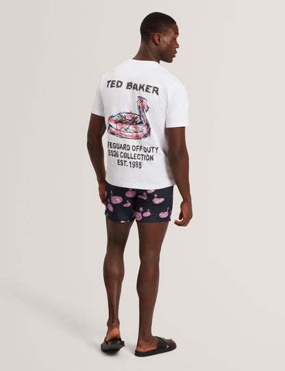Ted Baker Pomonna Flamingo Print Drawstring Swim Shorts