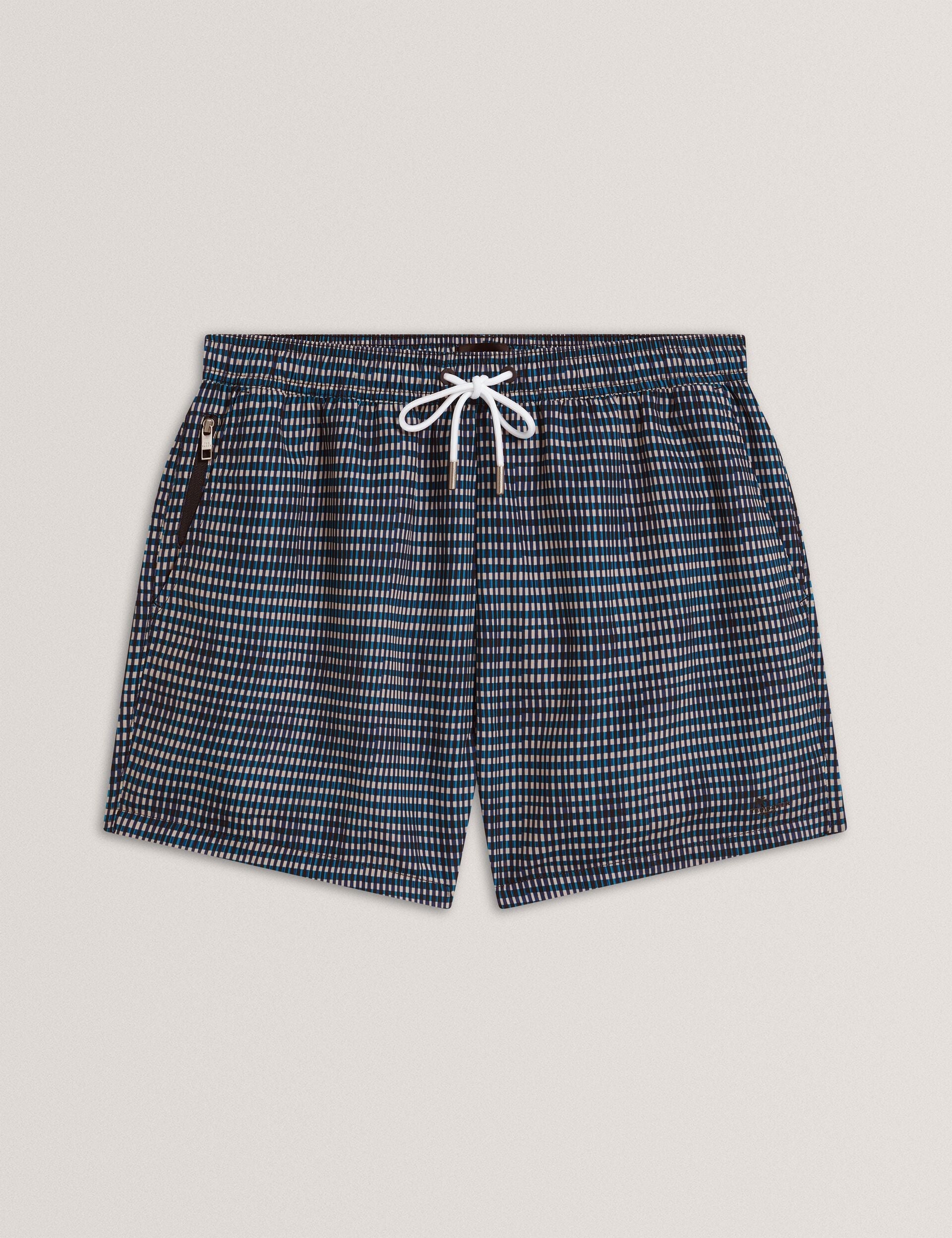 Ted Baker Compten Blurred Check Midlength Swim Shorts