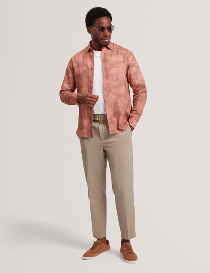 Ted Baker Oscarn Tonal Floral Linen Long Sleeve Shirt