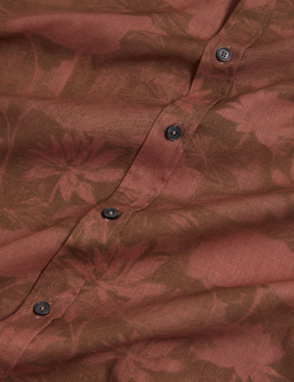Ted Baker Oscarn Tonal Floral Linen Long Sleeve Shirt