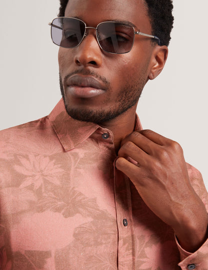 Ted Baker Oscarn Tonal Floral Linen Long Sleeve Shirt