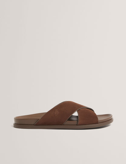 Ted Baker Teviin Suede Cross Strap Footbed Sandals