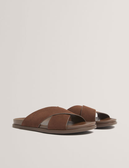 Ted Baker Teviin Suede Cross Strap Footbed Sandals
