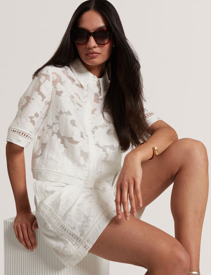 Ted Baker Faena Floral Texture Highwaisted Woven Shorts Women's