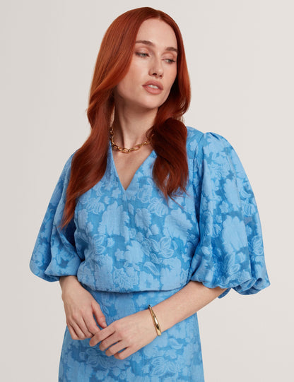 Ted Baker Limana Burnout Floral Puff Sleeve Top Women's