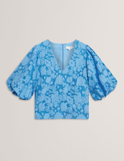 Ted Baker Limana Burnout Floral Puff Sleeve Top Women's