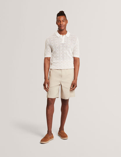 Ted Baker Helme Geometric Open Knit Short Sleeve Polo