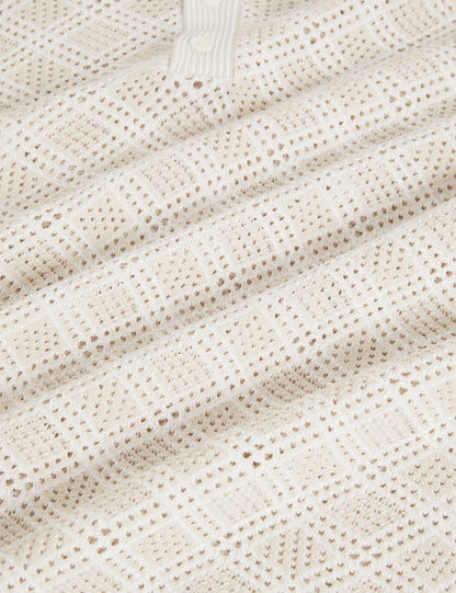 Ted Baker Helme Geometric Open Knit Short Sleeve Polo