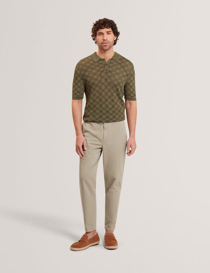 Ted Baker Helme Geometric Open Knit Short Sleeve Polo