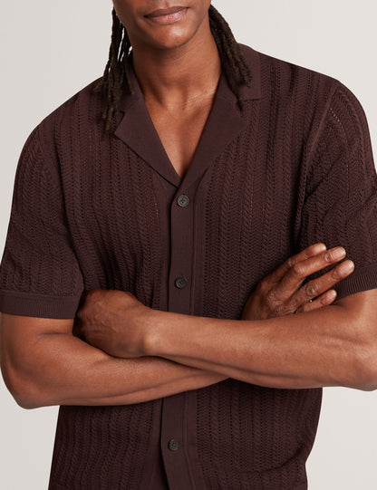 Ted Baker Lound Textured Stripe Knit Short Sleeve Shirt