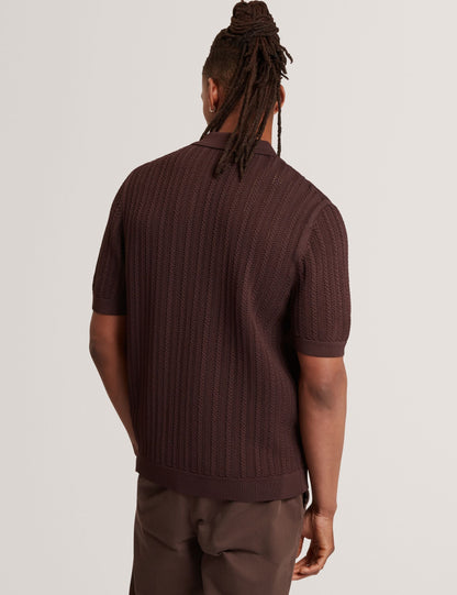Ted Baker Lound Textured Stripe Knit Short Sleeve Shirt