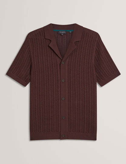 Ted Baker Lound Textured Stripe Knit Short Sleeve Shirt