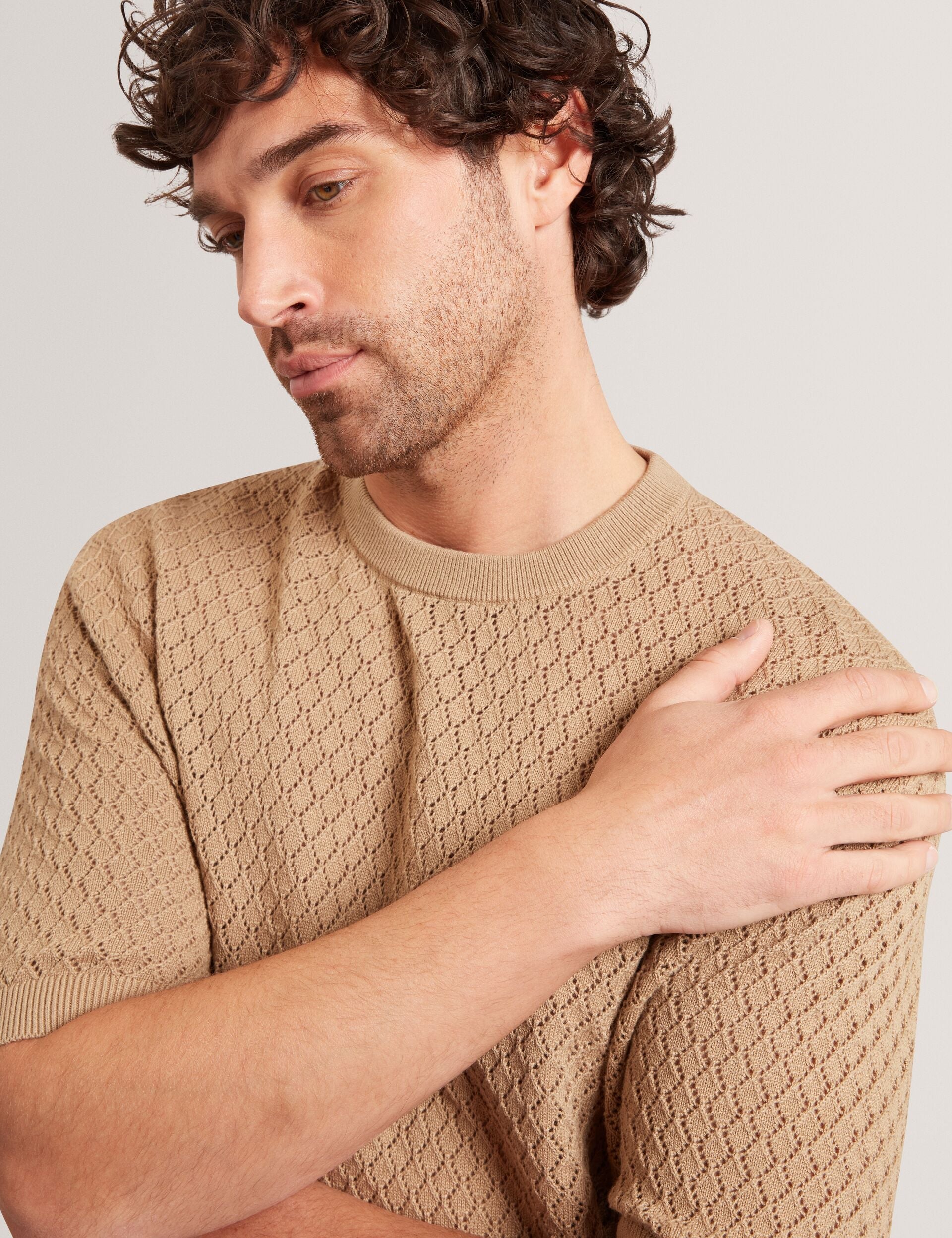 Ted Baker Ferriss Diamond Crochet Knit Cotton Tshirt