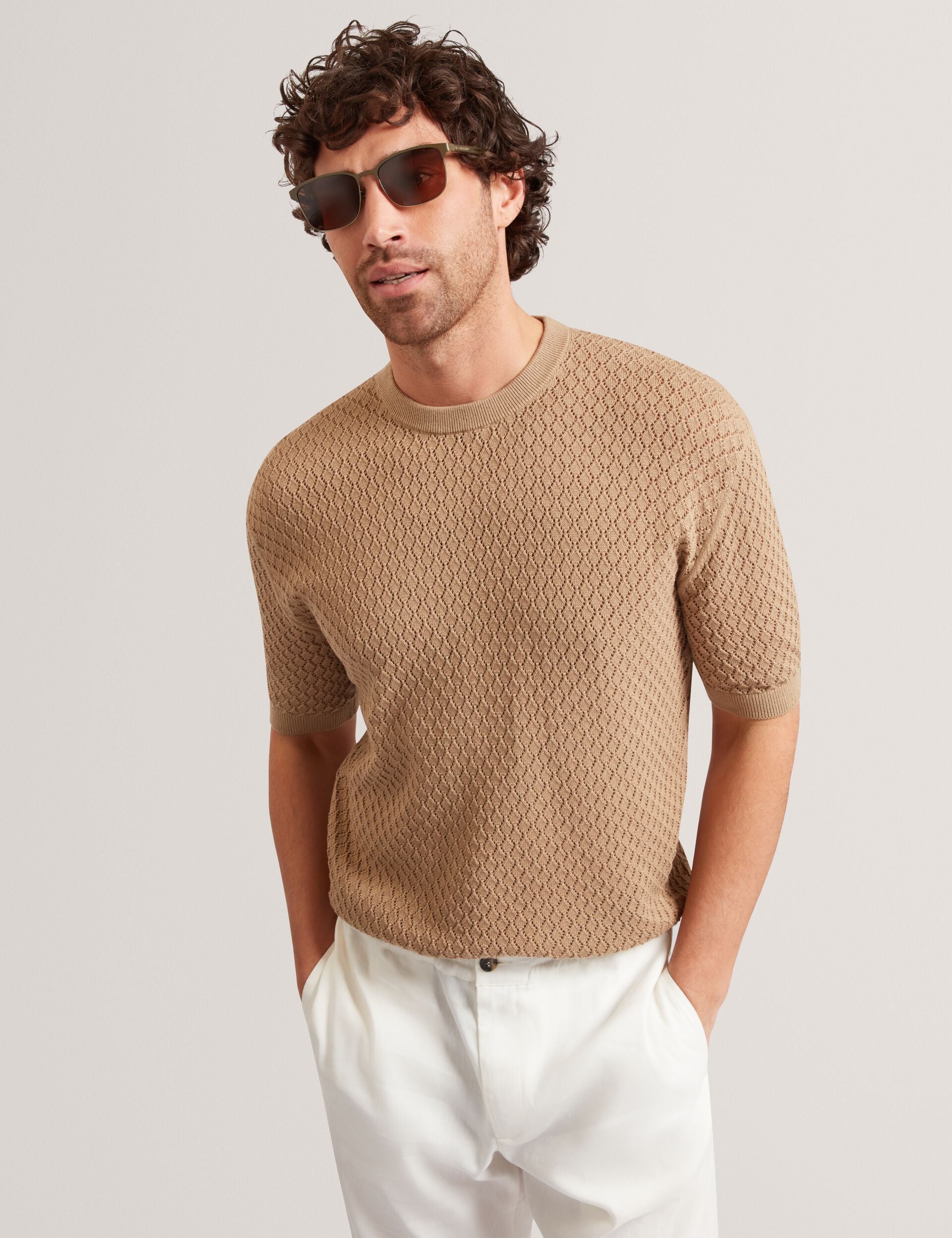 Ted Baker Ferriss Diamond Crochet Knit Cotton Tshirt