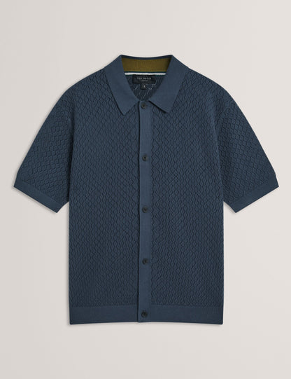 Ted Baker Domati Diamond Crochet Knit Short Sleeve Shirt