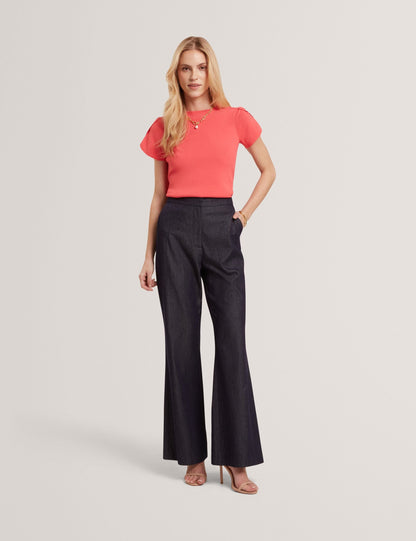 Ted Baker Roseny Tulip Sleeve Knitted Slim Fit Top Women's