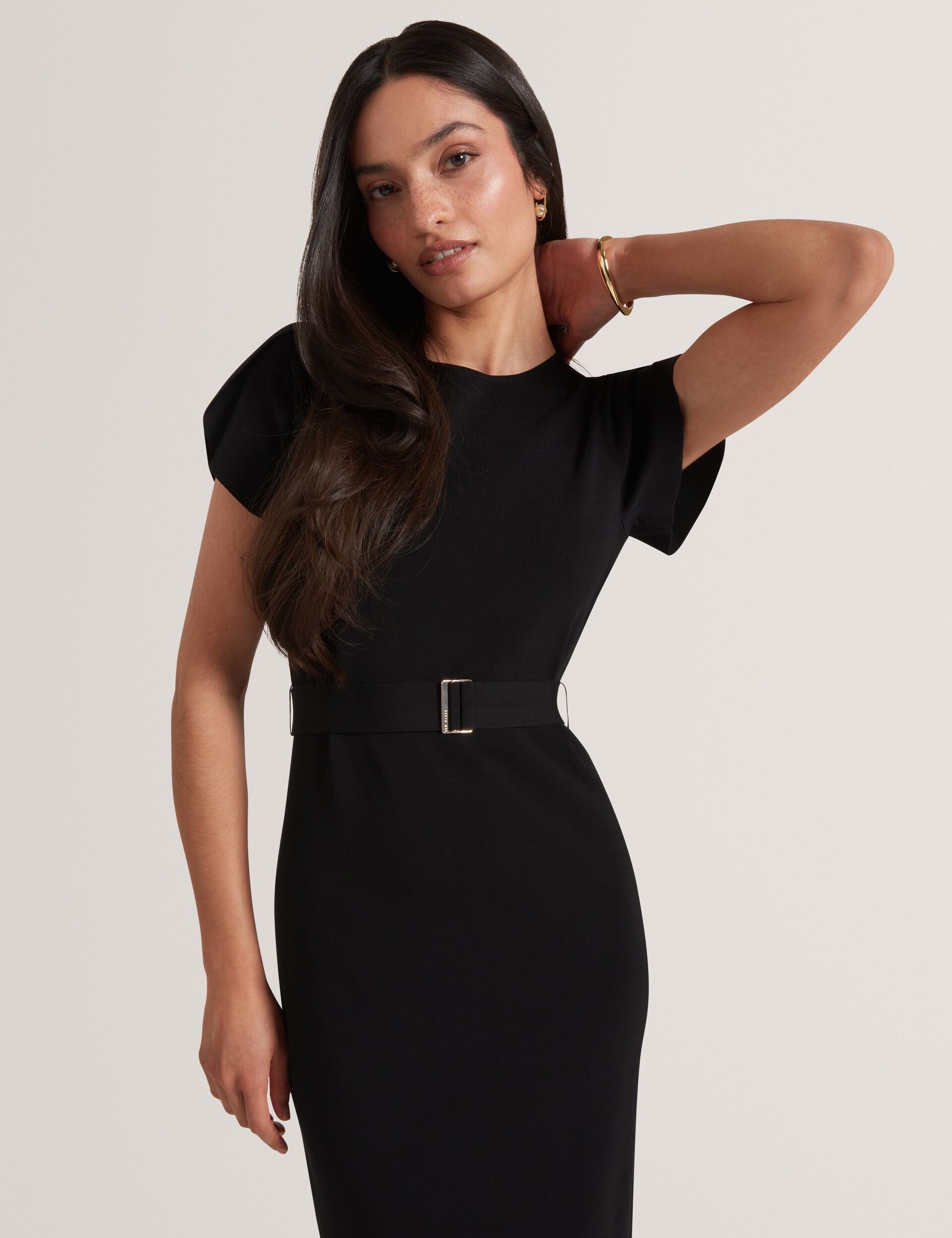 Ted Baker Juliany Tulip Sleeve Belted Knit Midi Dress Women's