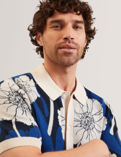 Ted Baker Aldery Jacquard Botanical Print Wool Blend Shirt