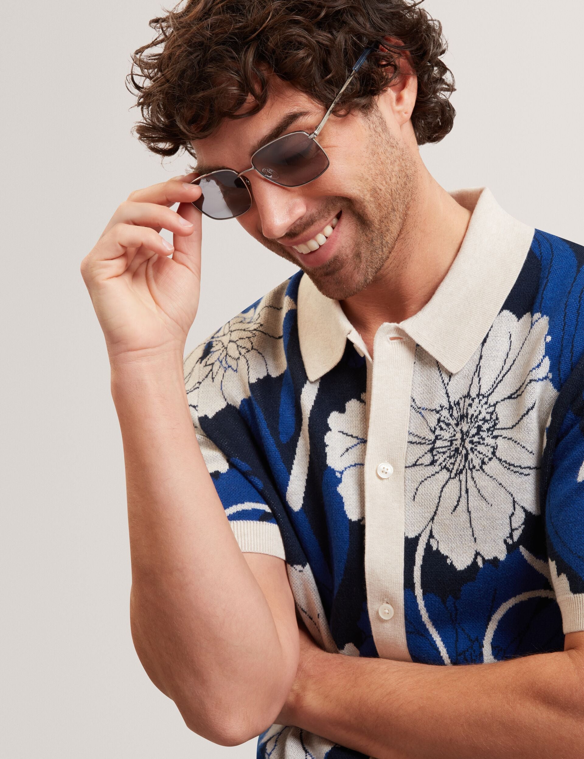Ted Baker Aldery Jacquard Botanical Print Wool Blend Shirt