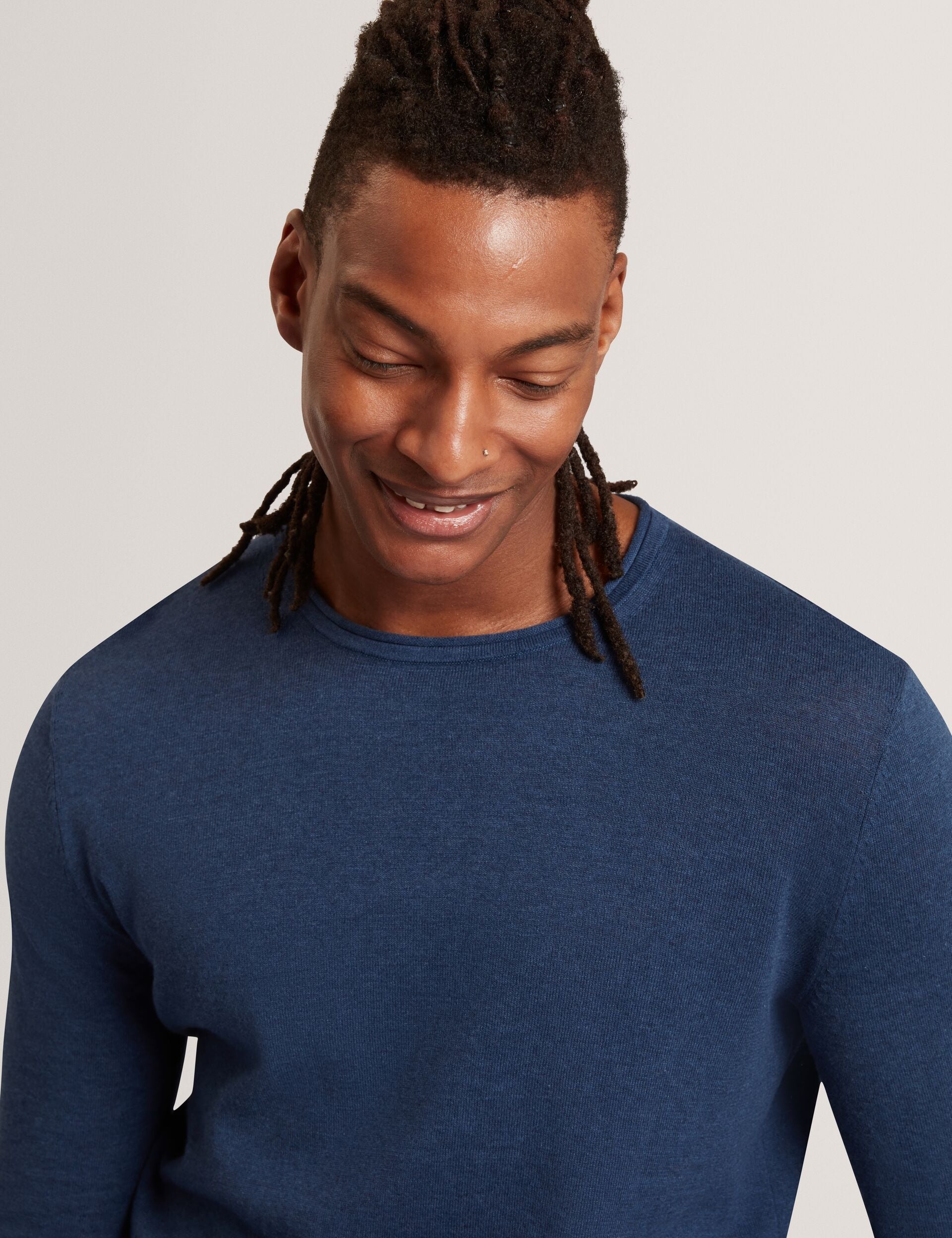 Ted Baker Yaen Rolled Edge Linen Blend Crew Neck Jumper