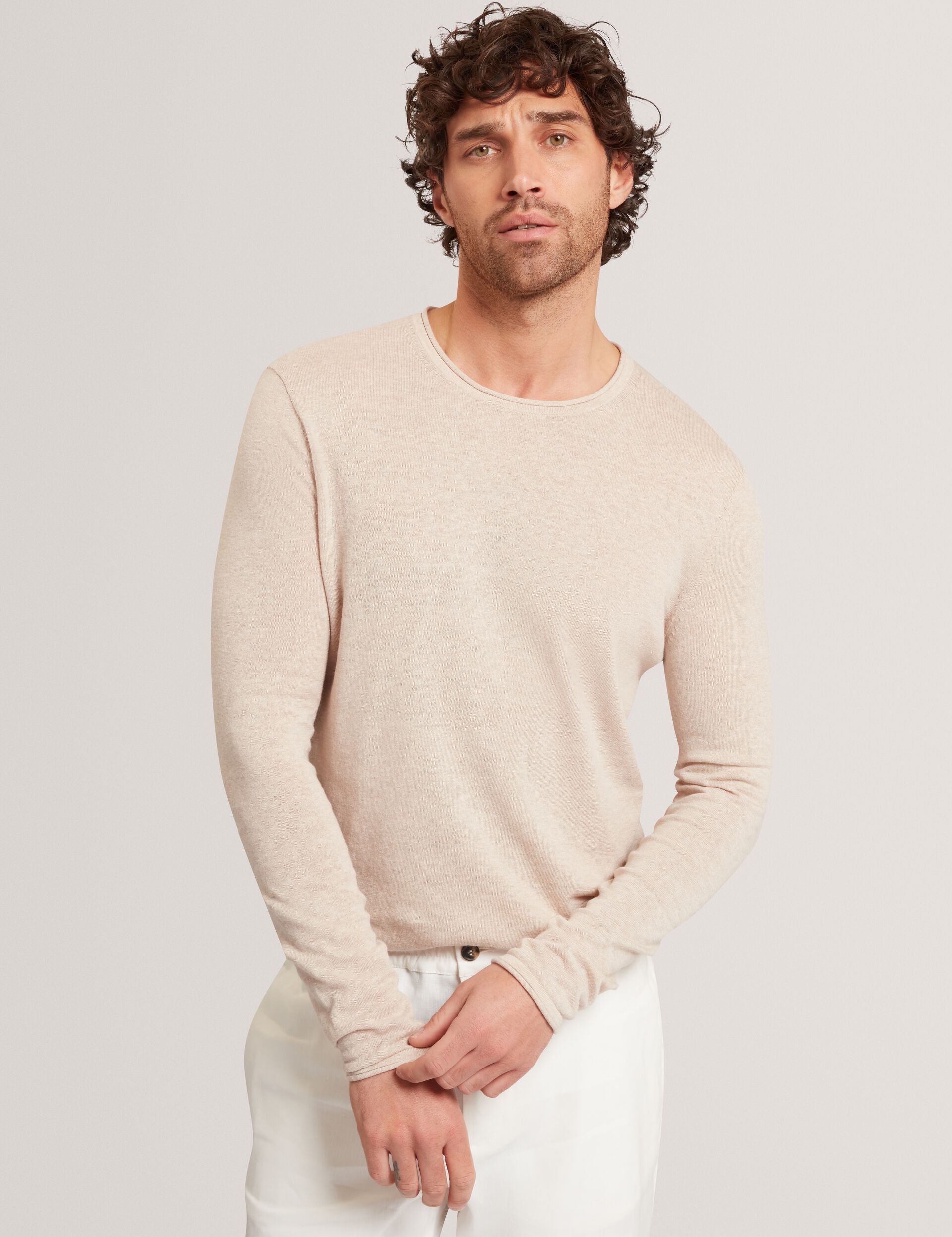 Ted Baker Yaen Rolled Edge Linen Blend Crew Neck Jumper
