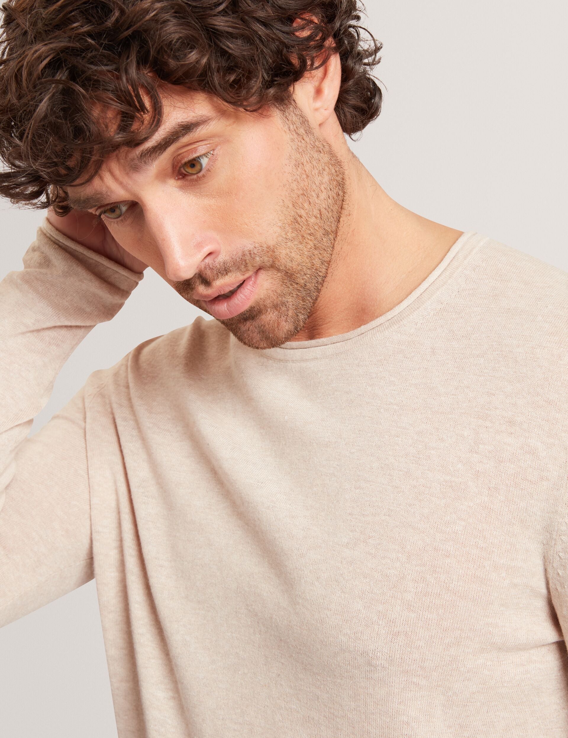 Ted Baker Yaen Rolled Edge Linen Blend Crew Neck Jumper