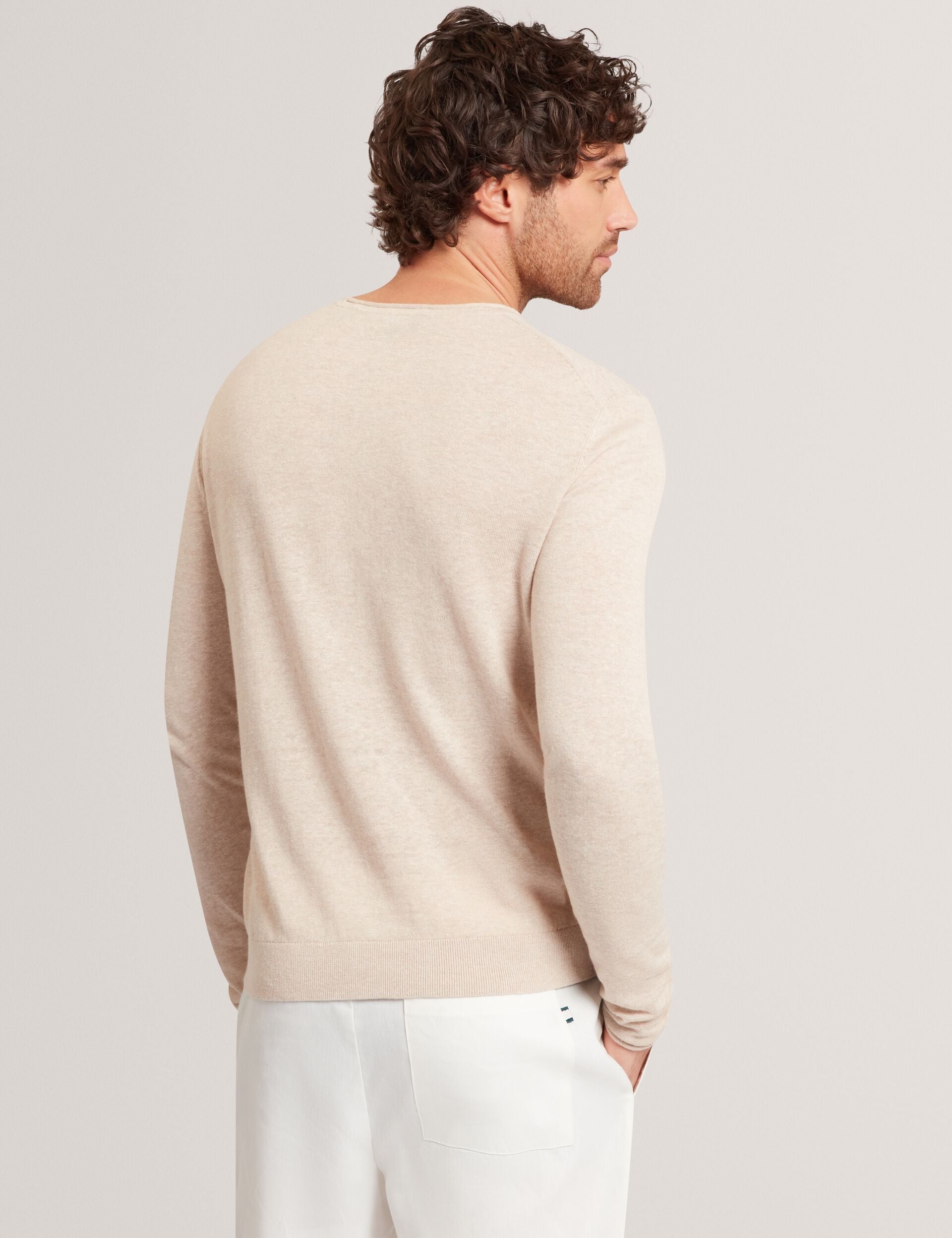 Ted Baker Yaen Rolled Edge Linen Blend Crew Neck Jumper