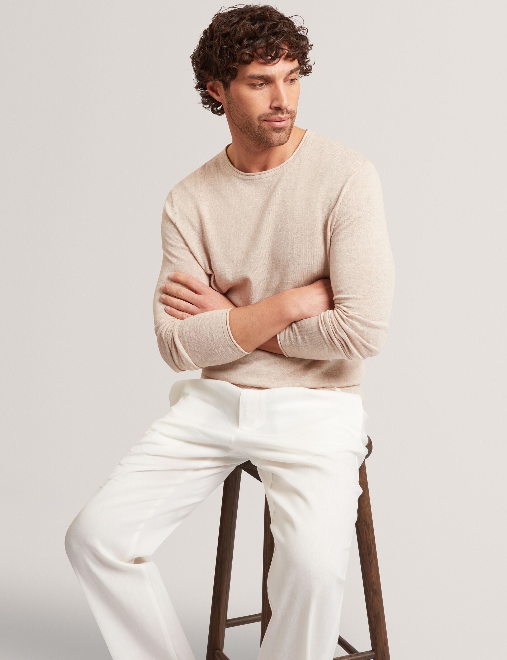 Ted Baker Yaen Rolled Edge Linen Blend Crew Neck Jumper