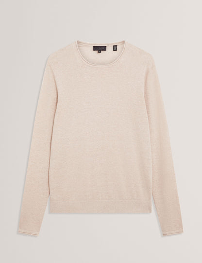 Ted Baker Yaen Rolled Edge Linen Blend Crew Neck Jumper