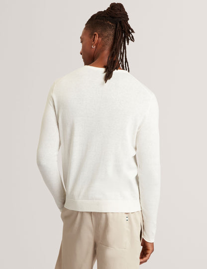 Ted Baker Yaen Rolled Edge Linen Blend Crew Neck Jumper