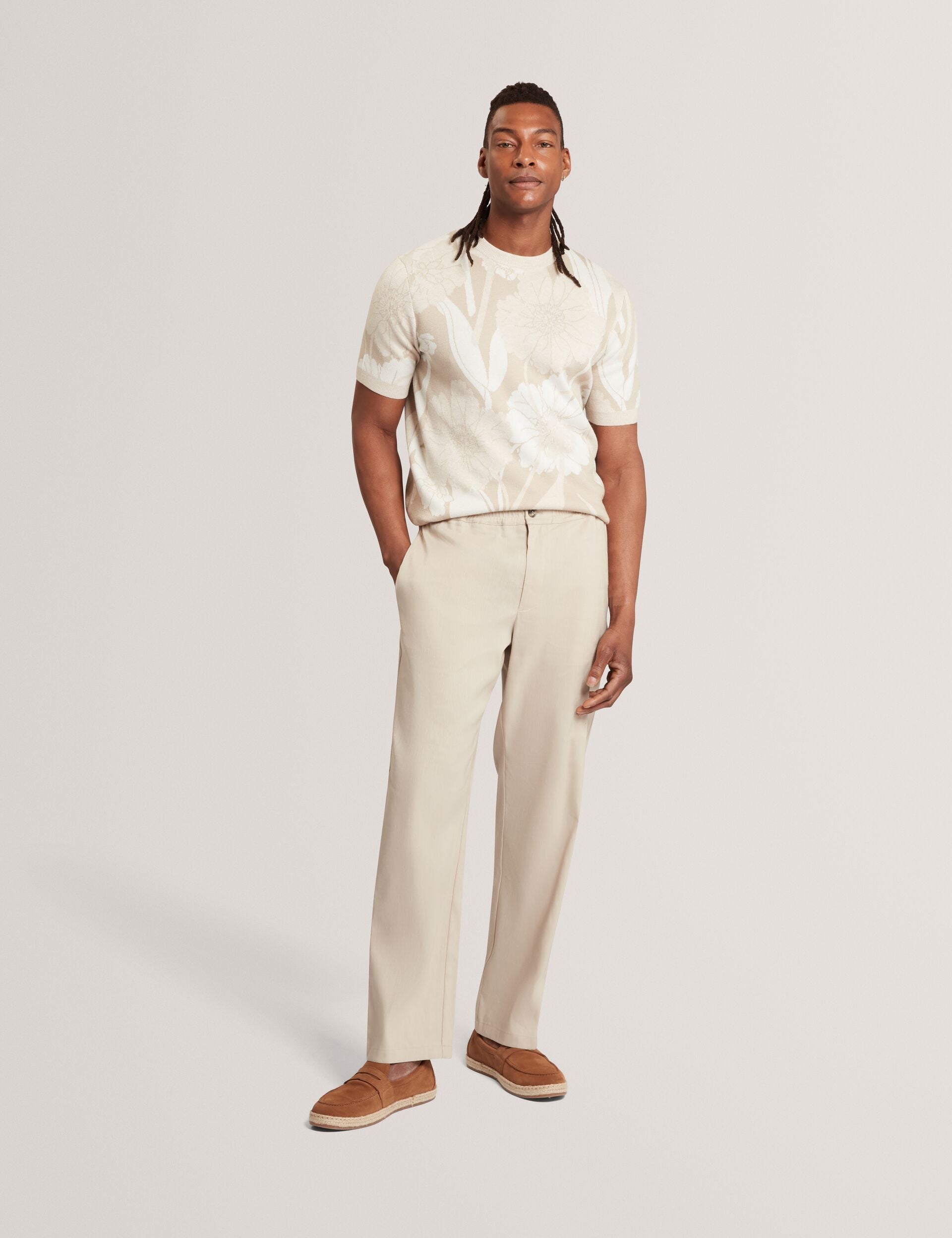 Ted Baker Baryn Jacquard Botanical Wool Blend Tshirt